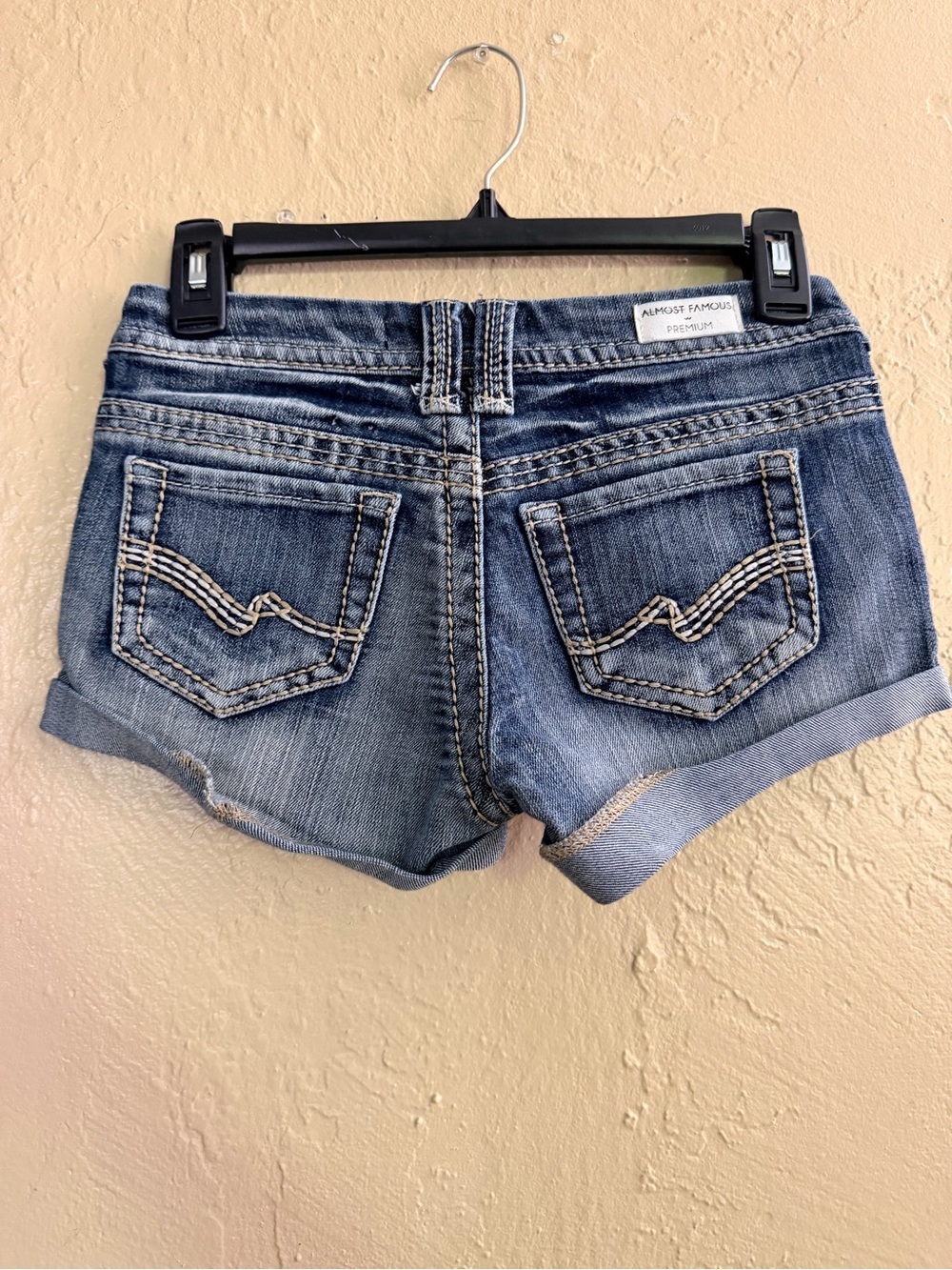 Almost Famous Distressed Blue Denim Cuffed Shorts - Picture 2 of 4